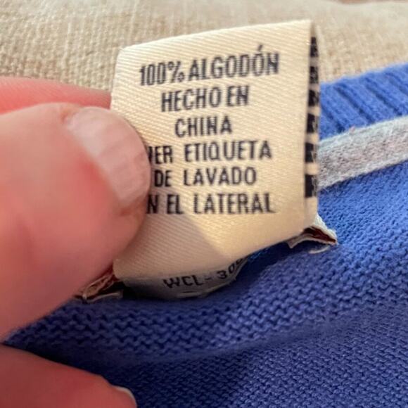 IZOD Cotton Argyle Long Sleeve V-Neck Sweater, Blue, Gray, Y2K, Retro, Preppy XL - Picture 5 of 8